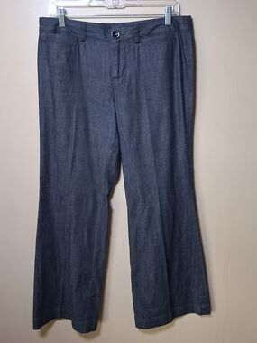 Banana Republic Women's Martin Fit Black Chambray Wide Leg Pants; Size 8S